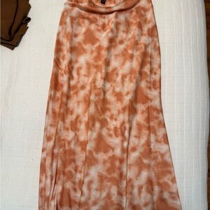 Forever 21 Tie-Dye Maxi Skirt in Orange and White
